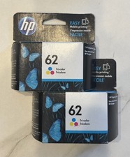  2 HP 62 TRI-COLOR INK CARTRIDGES CYAN/MAGENTA/YELLOW UNOPENED