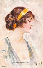 L519 Glamour The Ballroom girl signed Hammick vintage postcard