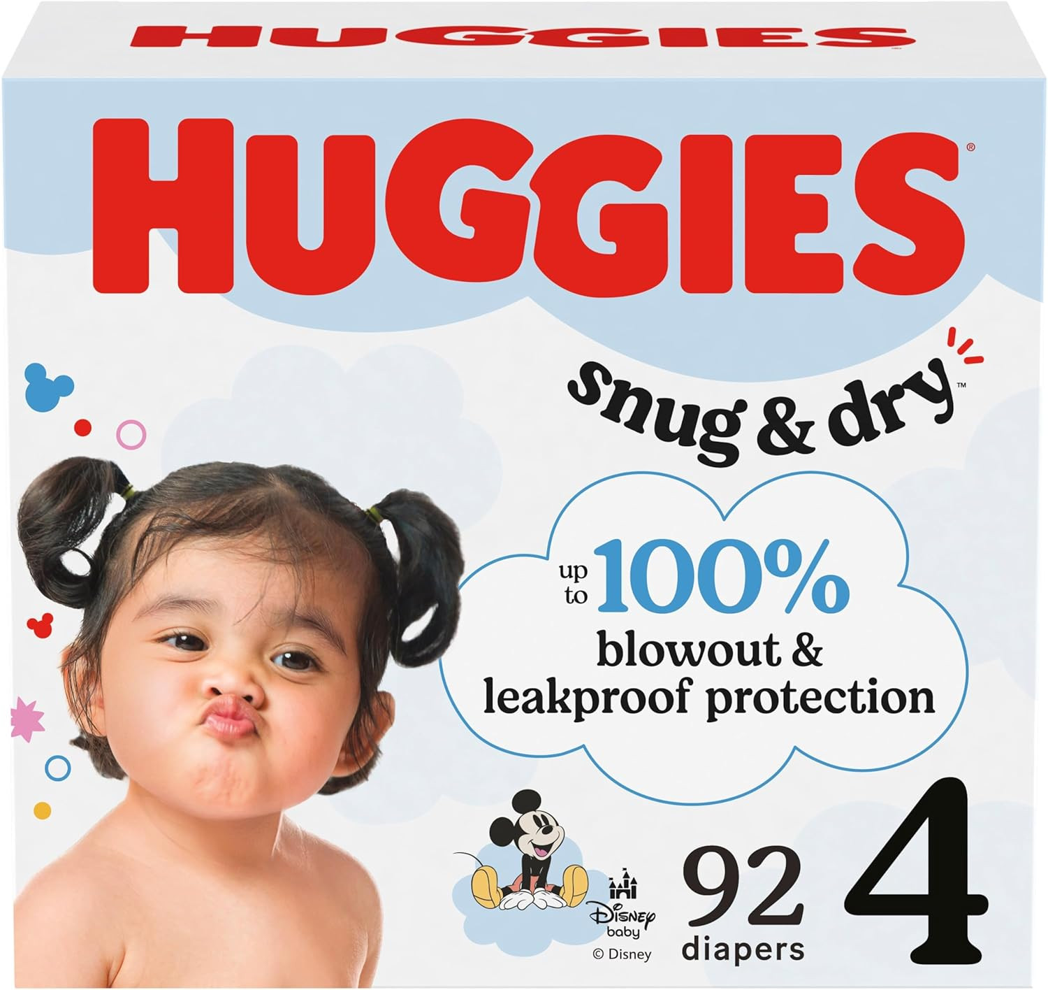 Snug & Dry Baby Diapers, Size 4 (22-37 Lbs) 92 Count, Packag