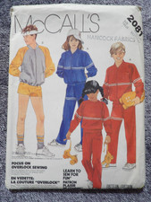 McCall's 2081 Boys'  Girls' Size Medium Jacket, Sweatshirt, Pants or Shorts