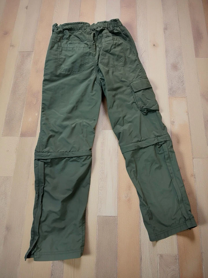 Pantalón REI Niño Grande Juvenil 10/12 Cremallera Convertible Carga Ajustable Cintura Verde Foto 2 de 4