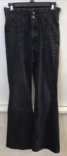 WE THE FREE Washed Black Flared Denim Jeans High Waist Size 27 Stretch Jeans