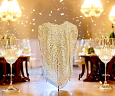 Vtg Gold Cream Beaded Sequin Top