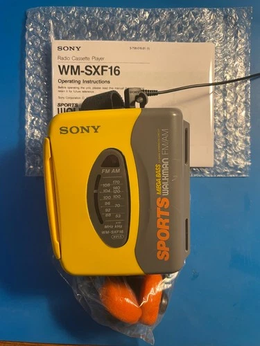 Vintage Sony Sports Walkman AM/FM Yellow Walkman Cassette Player WM-SXF16 Tested