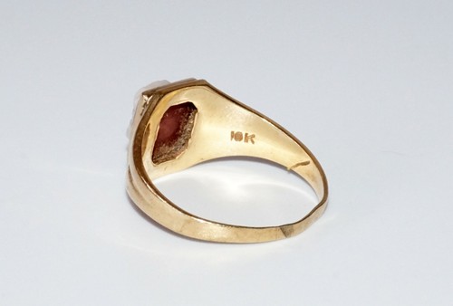 Antique 10k Yellow Gold Ring Sz 6.25 Stone Carved Cameo Woman Motif (Mit) - Picture 4 of 9