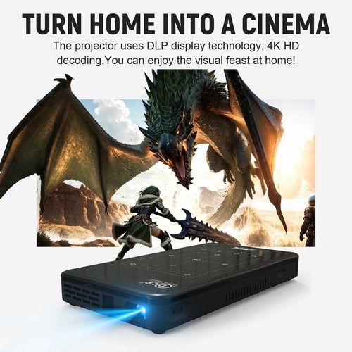 P09 Mini DLP Projector 4K Android 9.0 WiFi Bluetooth 1080P Home Theater System - Picture 4 of 24