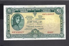 Ireland p-57d , XF-AU, 1 Pound, 1957 , Lady Lavery 