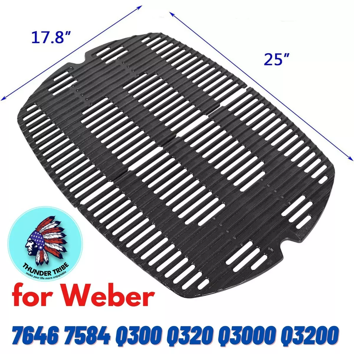 2Pc BBQ Grill Cooking Grid Grate Parts for Weber Q300 Q320 Q3000