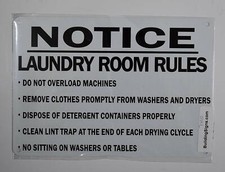 Laundry Room Rules Sign White, 7X10 -REF24-1027
