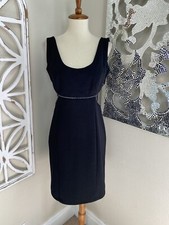 VTG CACHE size 7/8 BLACK RHINESTONE MESH CUTOUT SIDES SEXY SHEATH DRESS USA MADE