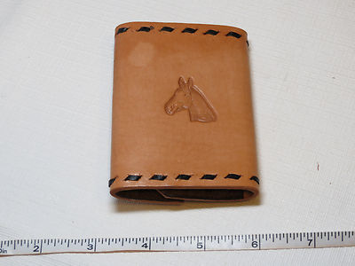 Handmade leather key holder tan to lite brown 3.75'' X 2.5'' Horse