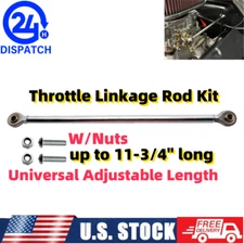 For Universal Adjustable Length Throttle Linkage Rod W/Nuts -up to 11-3/4" long