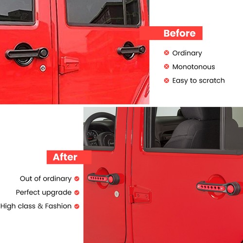 Door Grab Handle Inserts Cover for Jeep Wrangler JK JKU 2007-2018 Red 5pcs - Foto 7 di 8