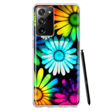 For Samsung Galaxy Note 20 Ultra Shockproof Hybrid Case, Neon Rainbow Glow Daisy