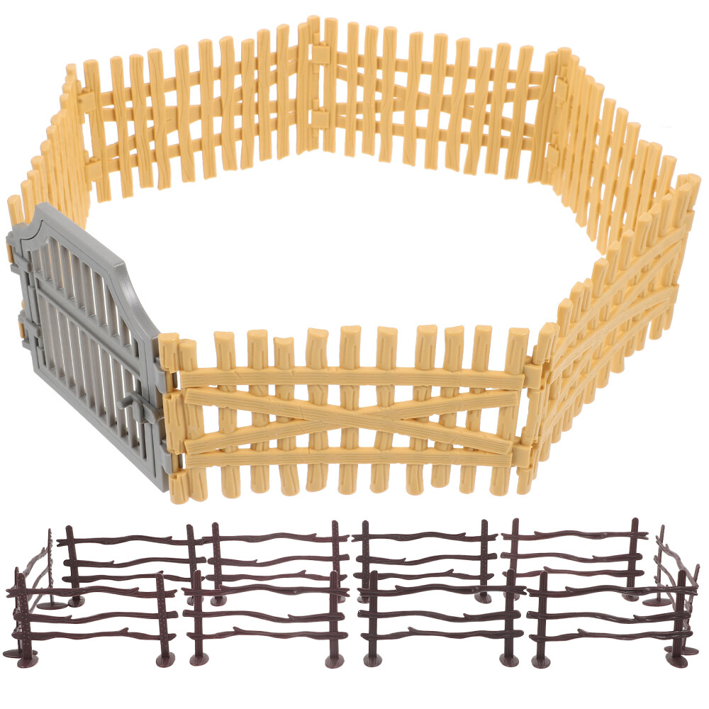 1 Set of Plastic Fence Toy Miniature Farm Fence Toy Fence Panel Farm