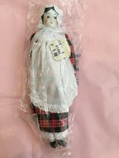 NEW Vintage Small China Taiwan Porcelain Doll 7.5" PLAID ** SUPER RARE ** RL