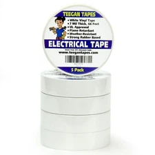 Electrical Tape - White Vinyl Electric Tape (5 Pack) - 3/4" X 66 Ft