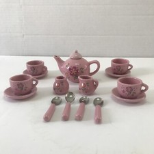 Hey Play Pink Flower Tea Set 16pcs Sx111 Porcelain Used See Pics Small Chip