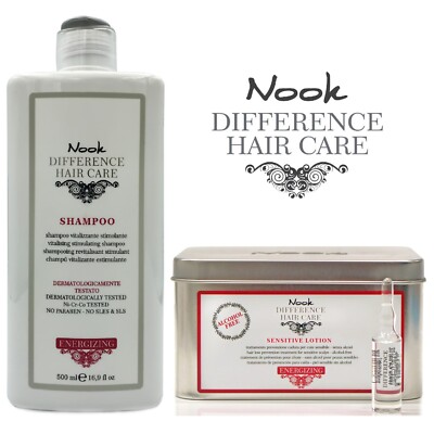 NOOK ENERGIZING SHAMPOO + FALL PROTECTION LOTION SENSITIVE VIALS WEAK HAIR