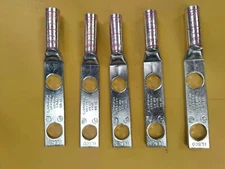 5 pics, ILSCO CLWD-1/0-12-134, Compression Lug 1/0 AWG Copper, 1/2" Stud, 2-Hole