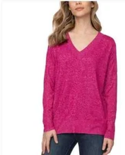 Buffalo David Bitton Pullover Super Soft Cozy V-Neck Sweater Raspberry Pink L