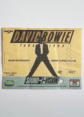 DAVID BOWIE Concert ticket Sound + Vision Tour 1990, Milan April