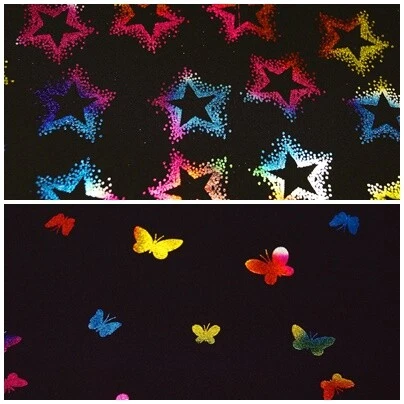 softshell Foliendruck Sterne Schmetterling 50x140cm schwarz