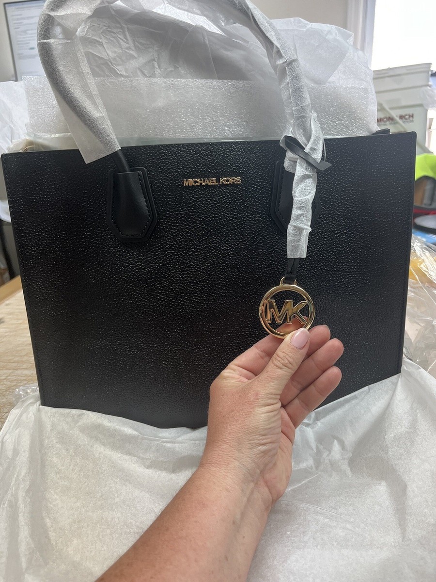 Michael Kors Mercer Large Accordion Black Pebbled Leather Bag NWT