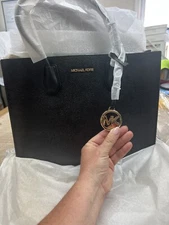 Michael Kors Mercer Large Accordion Black Pebbled Leather  Bag NWT