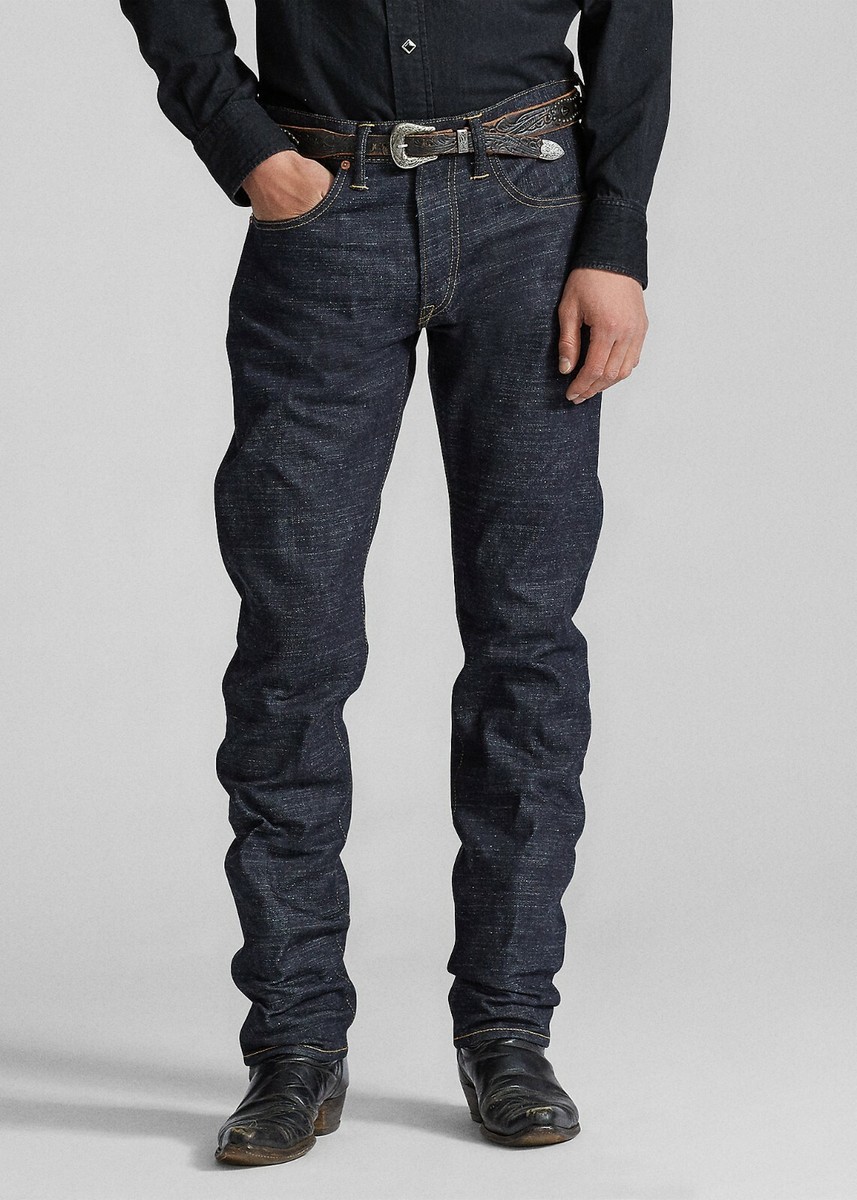 RRL Slim Flit Limited-Edition Rigid Raw Denim Jeans Made USA oz 29