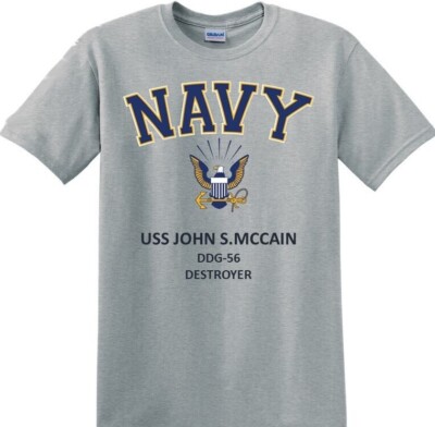 USS JOHN S.MCCAIN  DDG-56* DESTROYER*NAVY EAGLE*T-SHIRT. OFFICIALLY LICENSED