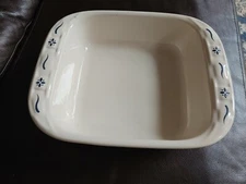 Longaberger Pottery Woven Tradition Ivory Blue Casserole Baking Dish 8 x 8