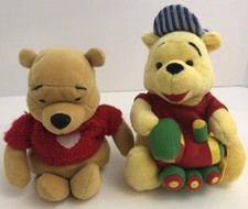 Disney Winnie The Pooh 7" Choo Choo Train Conductor Heart Sweater Plush Mini Lot