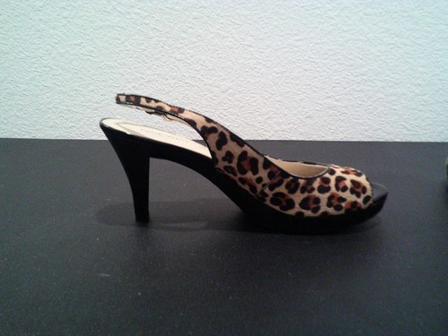 Nine West Damen-Slingback offene Zehenpartie 3,5"-Absatz Leopard Größe 8 - Bild 7 von 7