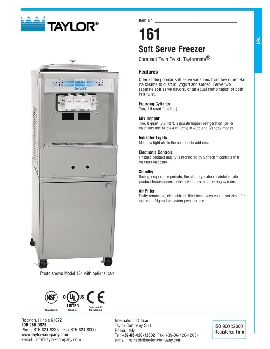 taylor hard ice cream machine