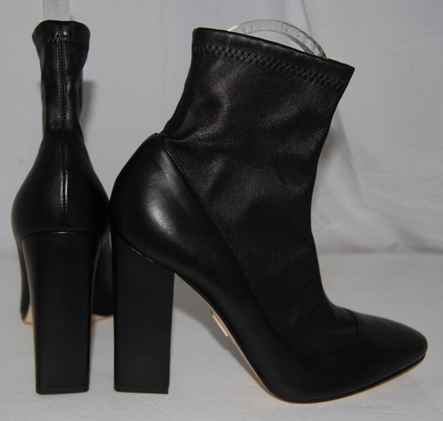 38/8 ❤️ TAMARA MELLON HIGH HEELS BLACK Stretch Leather Ankle BOOTS BOOTIE ITALY