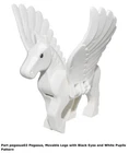 Lego Pegasus White Horse with Black Eyes and White Pupils And Feathers Wings