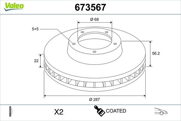 2X Valeo Bremsscheibe Vorderachse BelüFtet Ø287Mm FüR Volvo 740 744 940 944 945-image