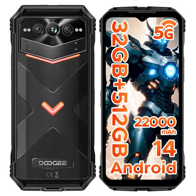 DOOGEE V Max Pro 5G Rugged Android Smartphone 22KmAh 33W Fast Chargı 32GB+512G