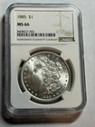 1885 Morgan Silver Dollar NGC MS66 Flashy Bright Coin Great Strike
