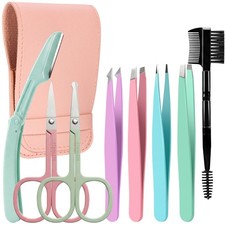 8 in 1 Tweesers for Women Facial Hair, Precison Eyebrow Kit with Colourful