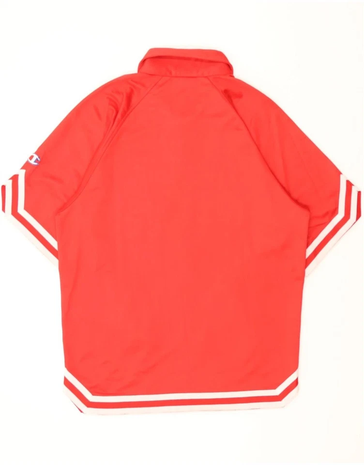 CHAMPION Mens Short Sleeve Shirt Small Red Striped Polyester BA12 - Image 2 of 3