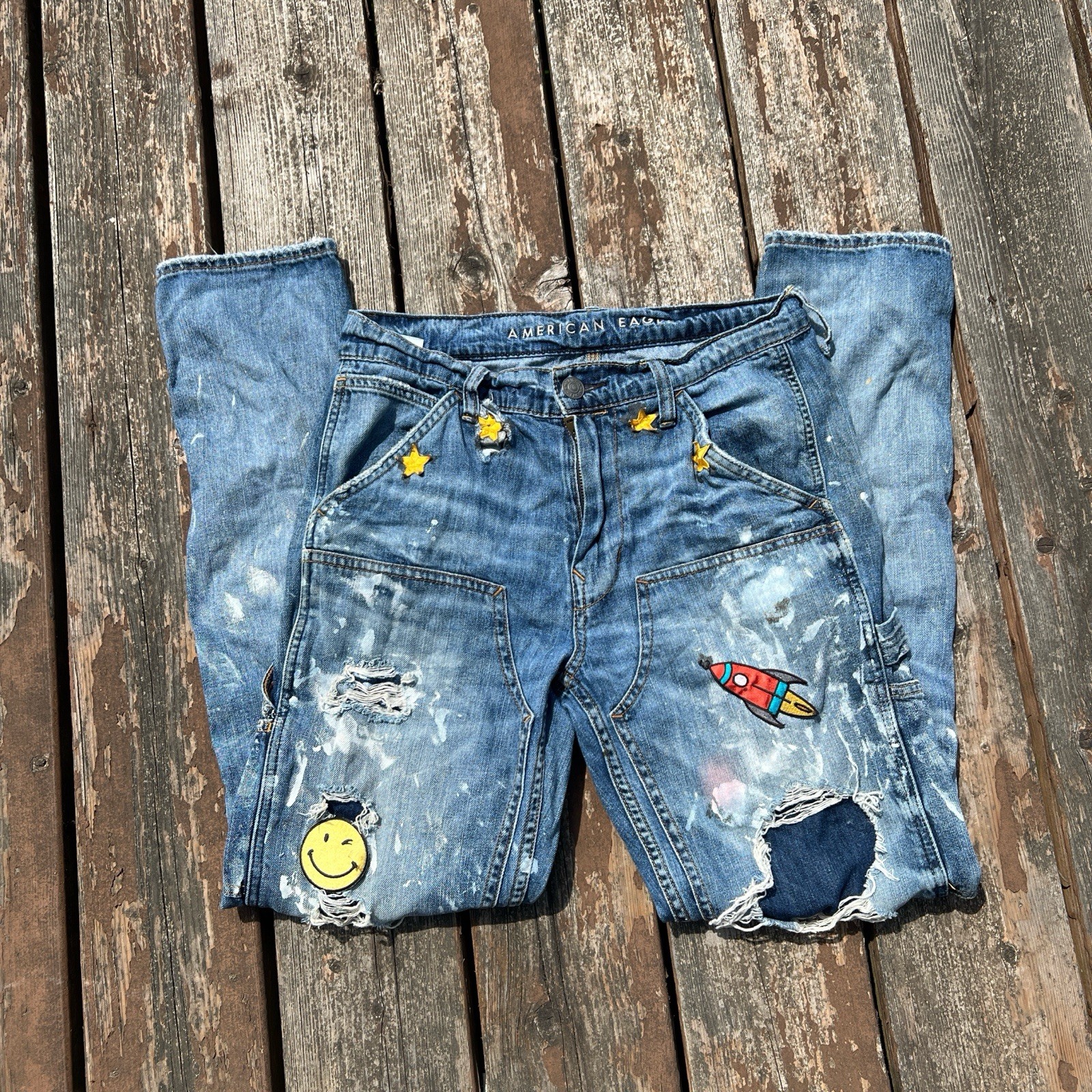 American Eagle Y2K Patchwork Carpenter Double Kne… - image 5