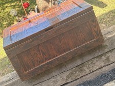 Handmade Wood Blanket Chest Trunk, Brown Rectangular Hinged Lid