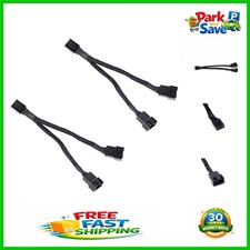 Black Sleeved PWM Fan Splitter Cable 1 to 2 Converter, 240mm, 2 Pack