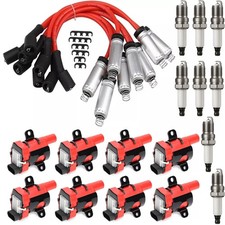 8pack Round Ignition Coil And Spark Plug Wire For Chevy Silverado 1500 2500 Gmc