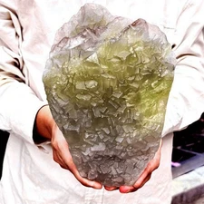 7.78LB Natural green cubic fluorite - quartz crystal mineral specimen