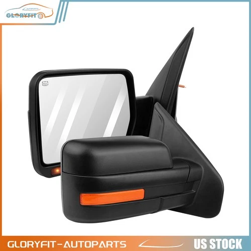 Pair For Ford F150 07-14 Power Heated Turn Signal Puddle Light Tow Mirrors