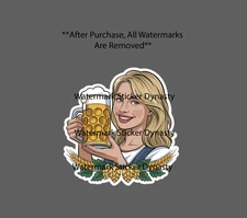 German Woman Beer Sticker Waterproof Decal Culture Blonde Oktoberfest Gift NEW