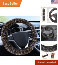 Fuzzy Steering Wheel Cover Leopard Fluffy Car Wheel Cover For Women Men Sof... Fuzzy Steering Wheel Cover Leopard Fluffy Car Wheel Cover For Women Men Sof...